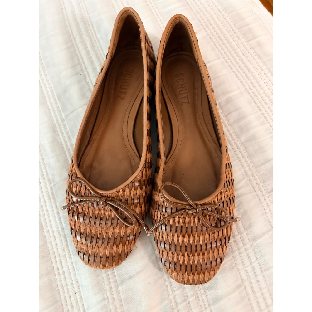 SCHUTZ Woven Tan Ballet Flats